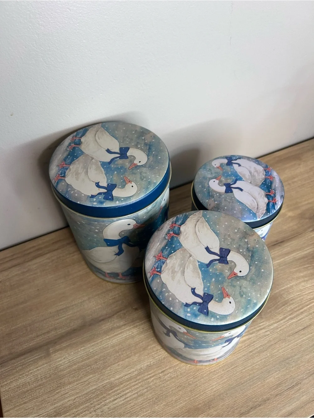 Vintage Blue & White Duck Canister Set